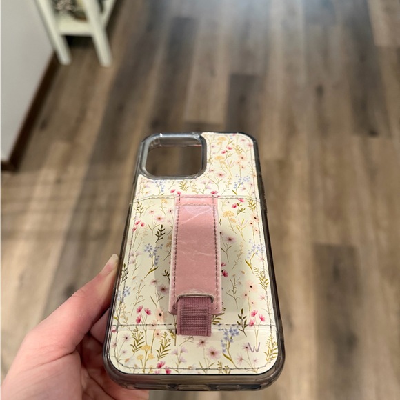 Floral Pattern Phone Case with Pink Strap - Picture 2 of 5